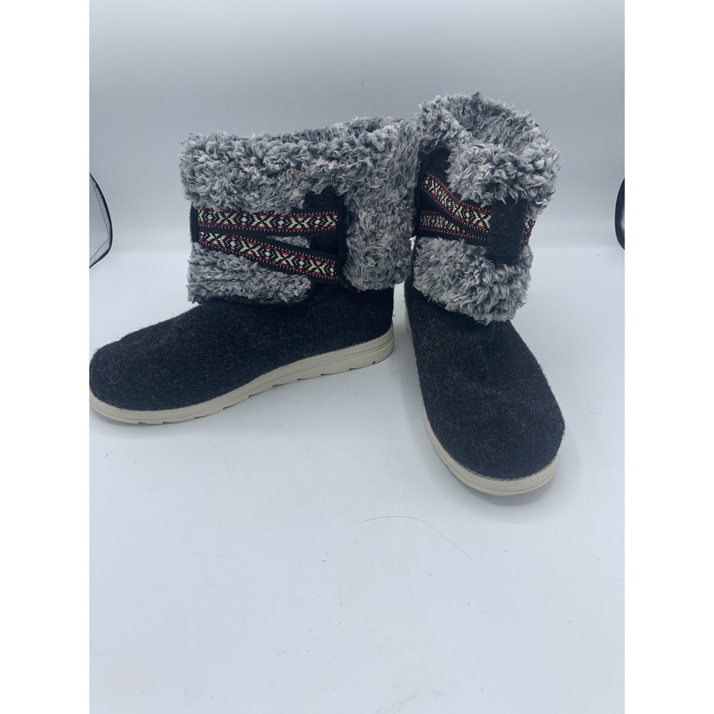 MUK LUKS Dark Gray Strap Tamara Ankle Winter Booties Size‎ 7 Warm!